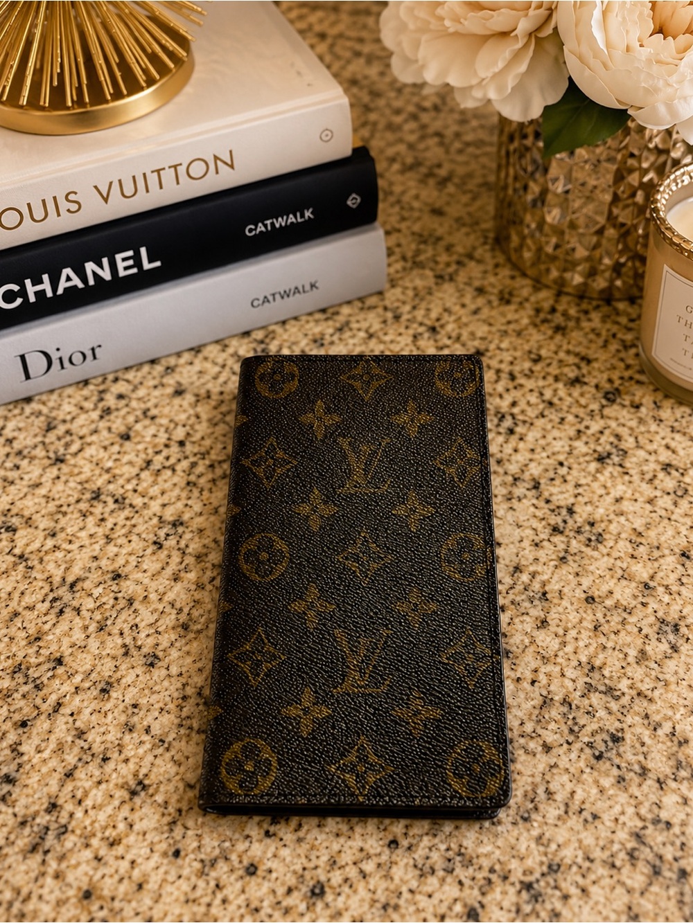 Louis Vuitton Vintage Monogram Long Bifold Wallet Brown Authentic 1998